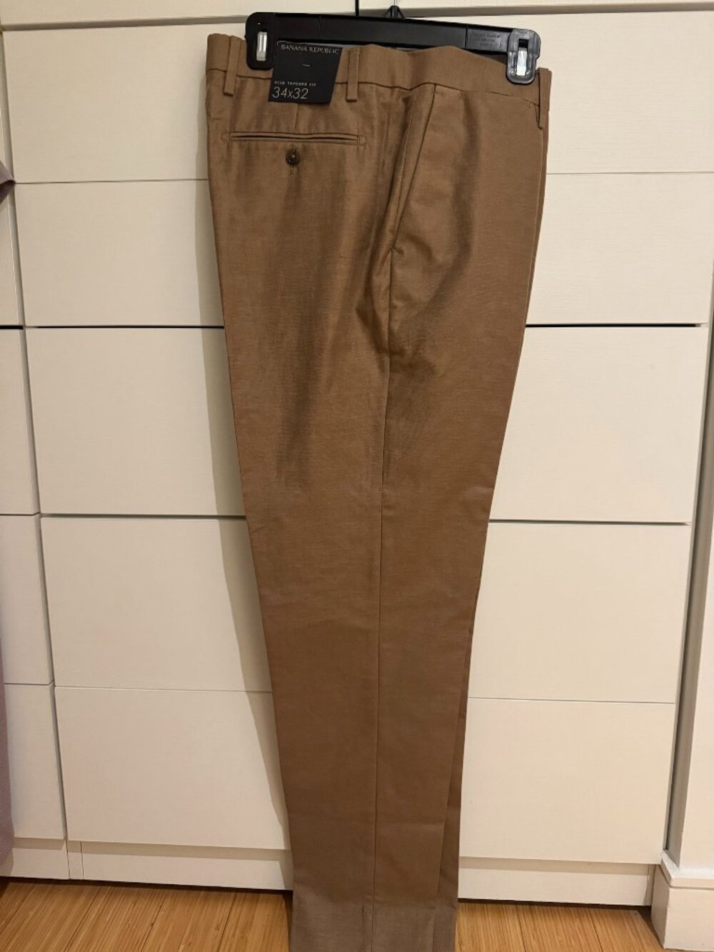 Banana Republic Slim Tapered Linen Cotton Pants Tan 34x32 NWT